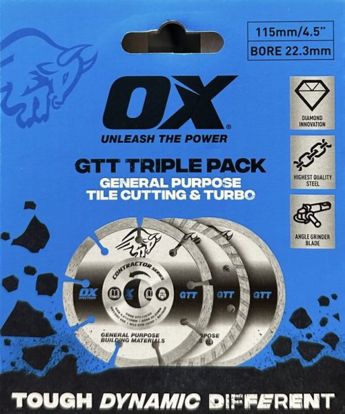 OX Spectrum Contractor GTT Diamond Blade Triple Pack 115/22.23mm