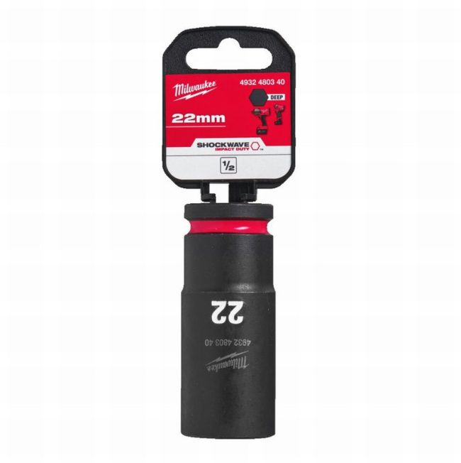 Milwaukee 4932480340  22mm 1/2" Shockwave Impact Hex Deep Socket - Image 2