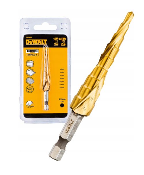 DeWalt DT5026-QZ 4mm to 12mm Hole Enlarger Step Drill 1/4