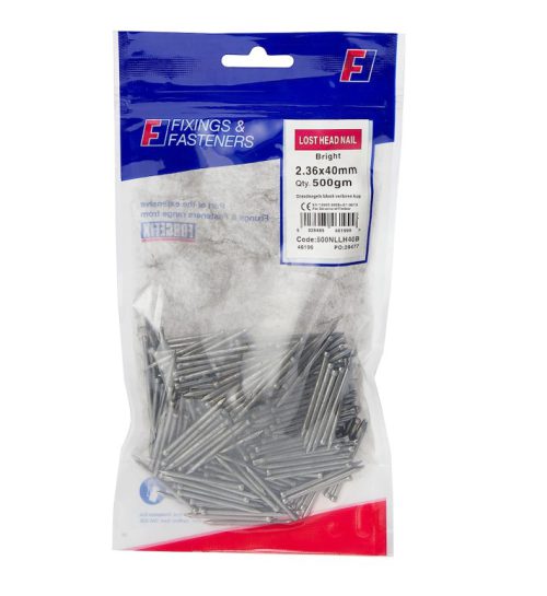 Forgefix LH40B500 Lost Head Nail Bright Finish 40mm Bag (500g)