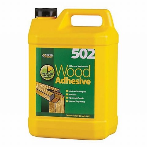 Everbuild EVBWOOD5 5L 502 All Purpose Weatherproof Wood Adhesive