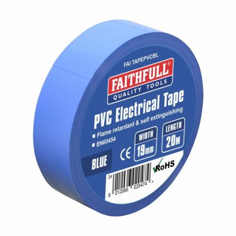Faithfull FAITAPEPVCBL 19mm x 20m PVC Electrical Tape Blue