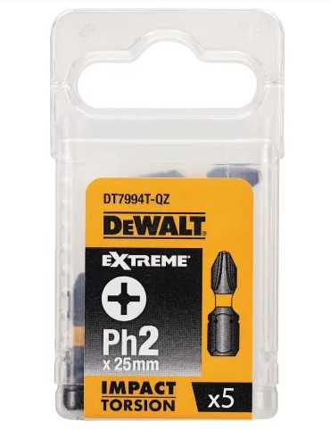 DeWalt DT7994T-QZ 25mm Impact Torsion Bits PH2 – Pack of 5