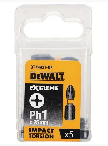 DEWALT DT7993T-QZ Impact Torsion Bits PH1 25mm – Pack of 5
