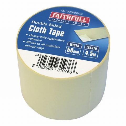 Faithfull FAITAPEDOUB 50mm x 4.5m Double-Sided Cloth Tape