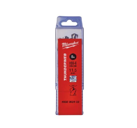 Milwaukee 4932352402 11.5x142mm Th-web HSS-G Metal Drill Bit 5pc