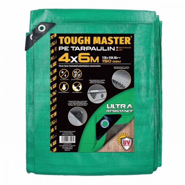 TOUGH MASTER TM-PT1546 4x6m Water Resistan Tarpaulin Sheet Green
