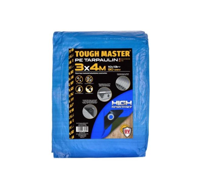 TOUGH MASTER TM-PT934  3x4m Water Resistant Tarpaulin Sheet Blue