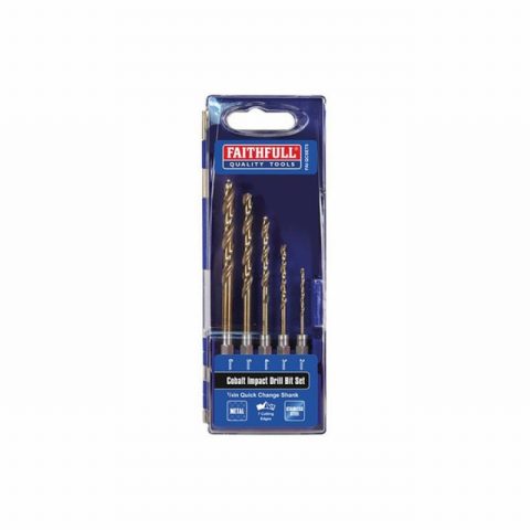 Faithfull FAIQCSET5 HSS Cobalt Quick-Change Impact Bit Set – 5pc