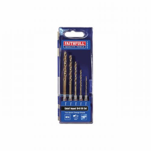 Faithfull FAIQCSET5 HSS Cobalt Quick-Change Impact Drill Bit Set