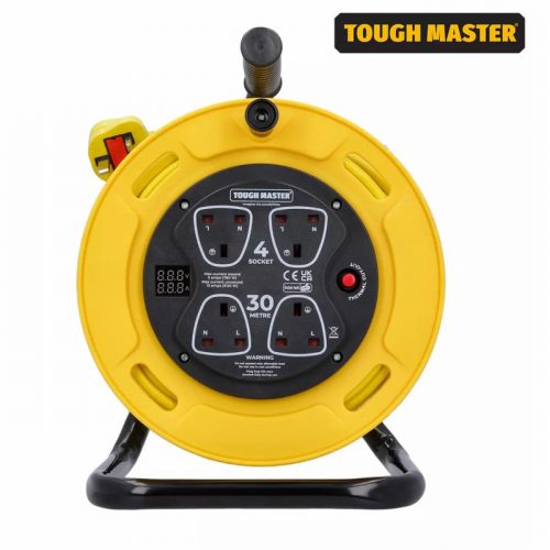 TOUGH MASTER 4 Socket Cable Reel 30m Extension Lead, 13A