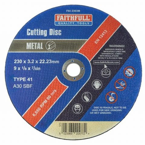 Faithfull FAI2303M 230 x 3.2 x 22.23mm Metal Cut Off Disc