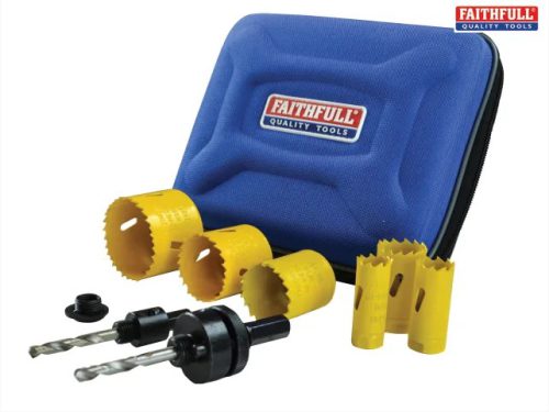 Faithfull Universal Varipitch Holesaw Electrician’s Kit 9 Piece