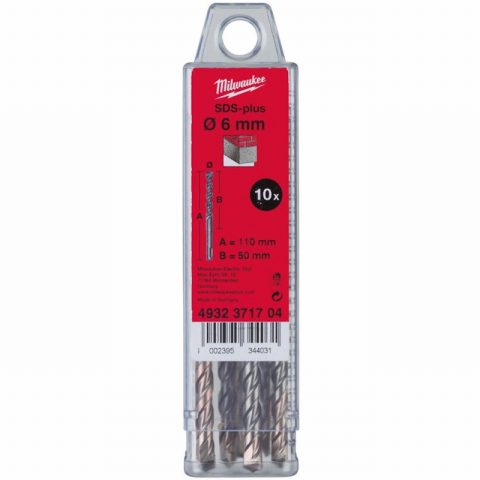 Milwaukee 4932371705 6mm x 160mm SDS+ M2 Drill Bits – 10 piece