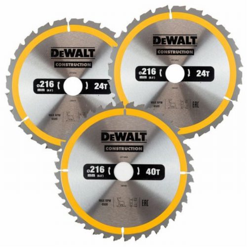 DeWalt DT1962 Circular Saw Blade 3 Pack 216 x 30mm 2 x 24T