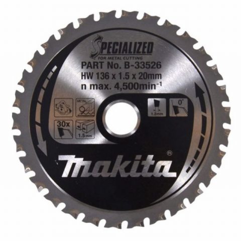 Makita B-33526 136mm x 20mm 30T Specialized Metal Saw Blade