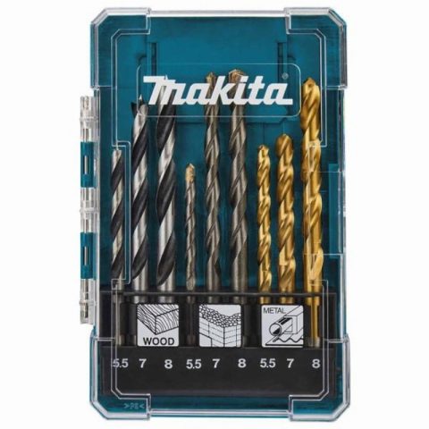 Makita D-71978 Mixed Drill Bit Set in Plastic Carry Case 9 Pc