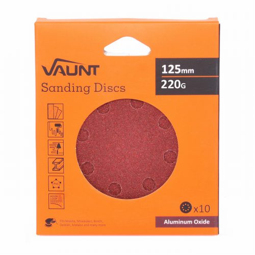 Vaunt V1357005 125mm 220 Grit Sanding Discs – Pack of 10