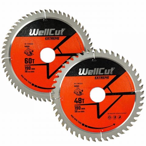 WellCut WC-C1903060 190x30mm 60T Extreme CircularSaw Blades -2pc