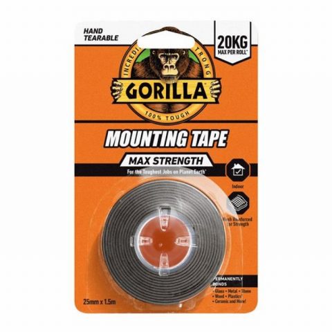 Gorilla GRGGMSIMTBK 1.5m x 25mm Strength Indoor Mounting Tape