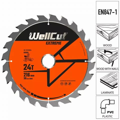 WellCut WC-M2163024 216mm x 30mm 24T Extreme Mitre Saw Blade