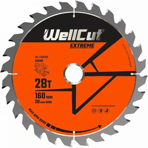 WellCut WC-F1602028 160mm x 20mm 28T Extreme Circular Saw Blade