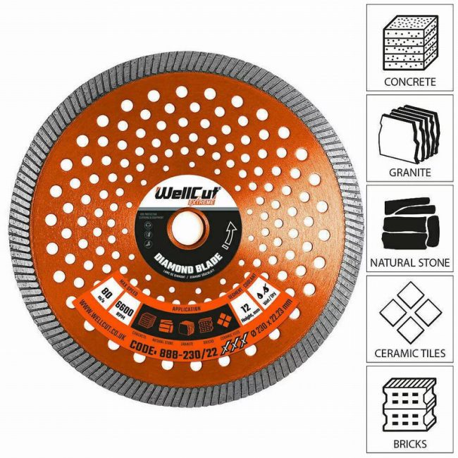 WellCut 888-230/22 Extreme Diamond Blade 230mm x 22mm - Image 2