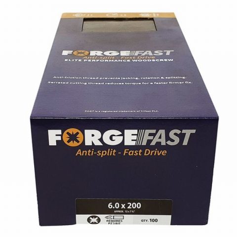 ForgeFast FORFFP6200Y 6x200mm Pozi Performance Wood Screw -100pc