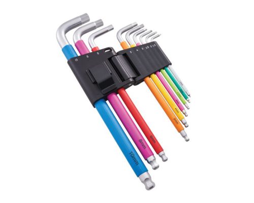 Faithfull 1.5-10mm Allen Key Hex Key Set of 9 Colour Coded Met