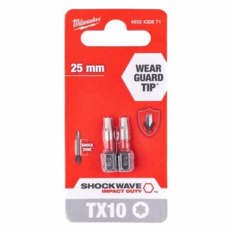 Milwaukee 4932430871 25mm SHOCKWAVE™ Gen II TX10 – 2 pieces