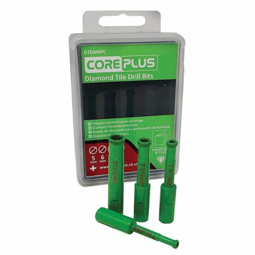 CorePlus CORDTDM4PC DTDM4PC Diamond Tile Drill Bit Set, 4 Piece